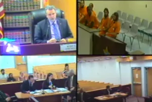 First Appearance Court with Judge and Inmates and Attorneys in Courtroom